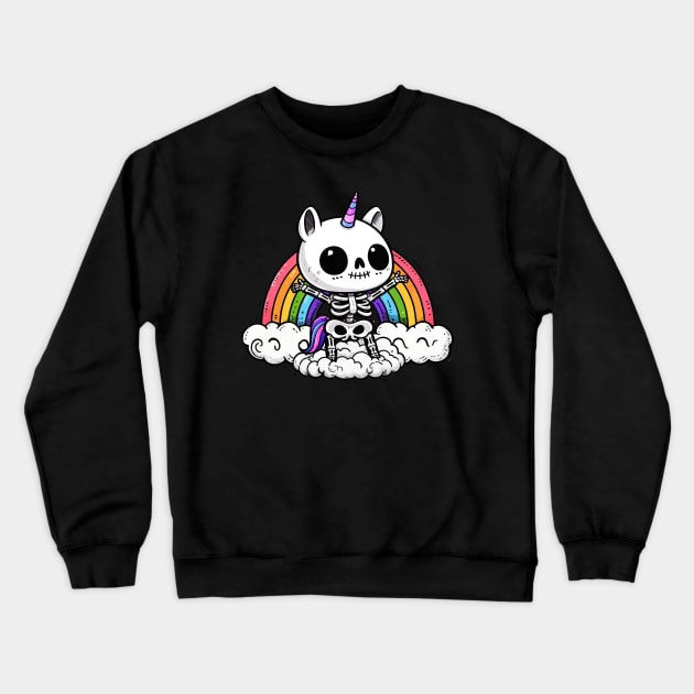 Cute Unicorn Skeleton Crewneck Sweatshirt by Gofart